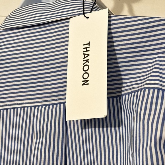 Thakoon NWT striped smocked waist button down dress size 0 - Picture 7 of 11